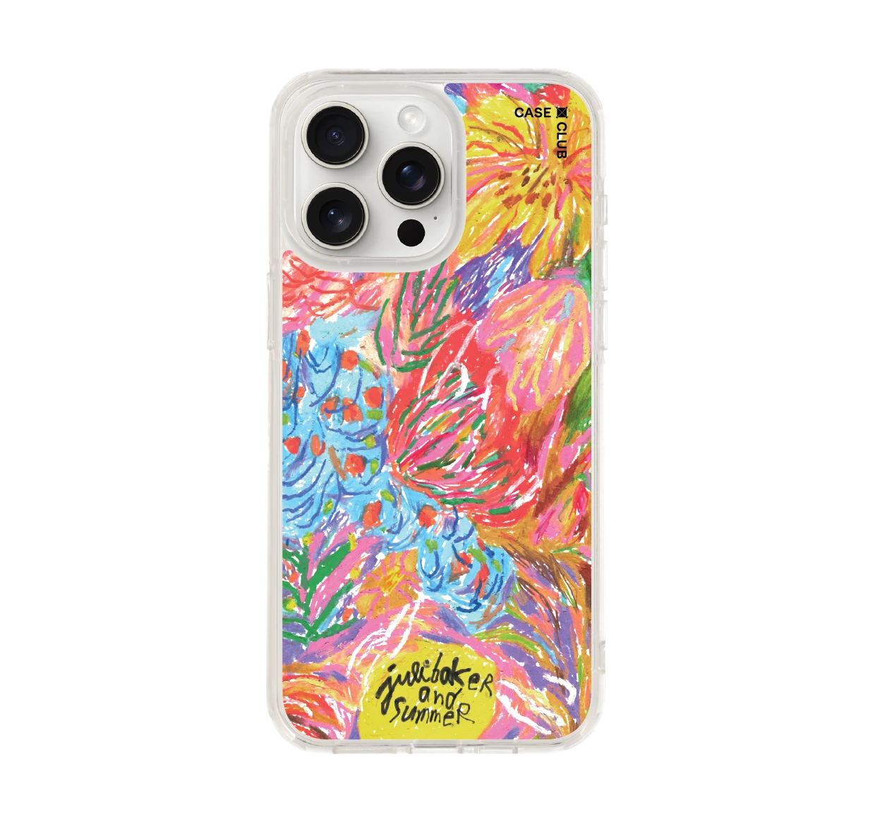 iphone 15 pro max clear case abstract flower by juli baker